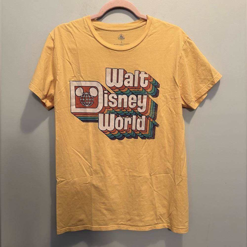 Disney Parks Walt Disney World Retro Logo Yellow T-shirt Large